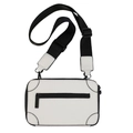 Compact white and black contrast crossbody bag with wide nylon strap and reinforced corners - White