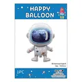 Palloncino astronauta in alluminio con stampe a razzo e visiera blu, 70x50cm - 70x50cm (Con Cartoncino)
