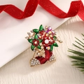 Christmas boot brooch with red enamel, floral rhinestones and festive decor - BR0059-1-Red Boot Bouquet