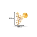 Golden flower labret stud with cluster zircon gems and flat back base, 0.91cm height - Irregular Cluster Design (0166-8#) / Gold