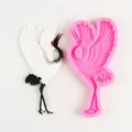 Pink silicone mold for crane crafts with white and black detailed finished resin bird - B98 Standing Pose / Pink