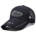 Black mesh trucker hat with New York embroidery for outdoor sun protection - Adjustable / Black