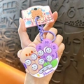 Cute purple flower and bear whack-a-mole mini game console keychain toy for bags - Flower Bear Whac-A-Mole Machine Pendant / Purple