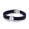 Bracciale magnetico in silicone e acciaio al titanio con trama a nido d'ape e fibbia - Bianco