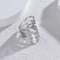 Minimalist silver multilayer geometric ring featuring a modern six-layer spiral design - Silver