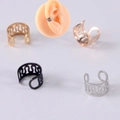 Hollow wave non-piercing ear cuffs set in gold rose gold black and silver steel - Wavy Hollow Pattern
