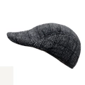 Close-up of the vintage black and white tweed texture on a wool-blend flat cap for men - L (58-60cm) / Grey Black