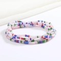 Detail of colorful layered seed bead chains featuring vibrant pink, blue, and green hues - 80cm / Colorful/Pink Blue Green Red Purple