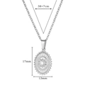 Detailed silver sunburst oval pendant measuring 17mm by 13mm with adjustable 38+7cm chain - Silver