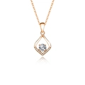 Minimalist S925 sterling silver necklace with D color moissanite in rose gold finish - Diamond-shaped Hollow Design (fddz-005) / Rose Gold