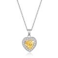 S925 sterling silver necklace with large heart-cut yellow carbon diamond pendant - 925 Silver / Yellow Necklace