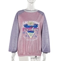 Detail van glitter sweatshirt in roze en paars met California grafische print - S / Kleurrijk