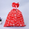 Red Christmas drawstring gift bag with snowmen and Merry Christmas prints - 58*43cm / New Large Red Christmas Print