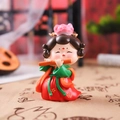 Traditional Chinese lady figurine playing bamboo flute in elegant red and green hanfu attire - 1056-1A Flute Large