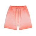 Pink and orange gradient sports shorts with white drawstring in soft velvet fabric - S / Shorts - Washed Pomelo Red