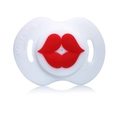 Baby silicone pacifier with red lips design and white frame by MAGIMIOR brand - White Base Lips -- Red