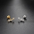 Minimalist geometric helix stud earrings with zircon inlay in gold and silver plating - Triple Stone Row / Silver