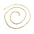 Polished gold beaded necklace with adjustable extender chain on a clean white background - Long Bead Chain