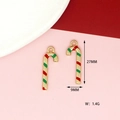 Detailed view of candy cane charm in red and green enamel for DIY jewelry making - Christmas Candy Cane