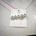 Detail of a silver-tone geometric chain hair clip with sparkling rhinestones on a white card - Silver Rhombus with Rhinestones