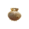 Golden shell-shaped hair claw with starfish detail on a minimalist white background - Scallop