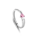 Verstelbare ring van S925 zilver met een roze hartvormige steen voor dames - Verstelbaar Open / Damesstijl