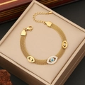 Gold stainless steel bracelet featuring turquoise evil eye and butterfly charm charms - Evil Eye Style(1#)