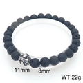 Men's vintage lava stone bracelet with 8mm black beads and 11mm titanium steel cross bead - Cross Style Texture (KB205892-Z)