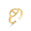 Macro detail of the golden twisted rope texture on this adjustable open chain ring - Twisted Pig Nose Chain Open Ring