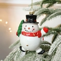 Classic painted snowman Christmas tree ornament with black hat and red scarf hanging - Snowman with Top Hat (8.7*6*13cm)