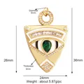 Triangle Evil Eye pendant with white enamel and green pear-shaped zircon 24x36mm - Gold Triangle Design / Ginger Yellow