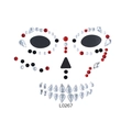 Halloween skull face rhinestone stickers set in red and black for makeup party - Red Silver Skull Face Pattern Style (L0267)