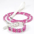 Pink pearl pet collar and leash set with rhinestone spacers for small dogs and cats - Purple