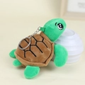 Cute green and brown plush turtle keychain with silver metal clip for bags and keys - Grass Green