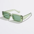 Retro rectangle sunglasses in transparent sage green jelly finish with wide arms - C13 Transparent Green Frame Green Lens