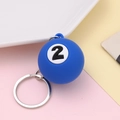 Blauer Billardkugel-Schlüsselanhänger mit Nummer 2 auf buntem Hintergrund, Geschenk - Stil 2/Dunkelblau
