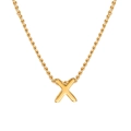 Collana a catena a fune in acciaio inossidabile dorato con ciondolo a lettera X 3D - Lettera X