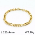Pulsera de cadena 3:1 en acero inoxidable dorado, longitud de 230mm y ancho de 7mm - 23CM / Dorado