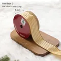 Ruban de Noël doré avec rayures pailletées et bords perlés, largeur 6.3cm sur 10 yards - 6.3cm*10 Yards / Or Style D (Rayures Pailletées Or et Décoration de Perles)