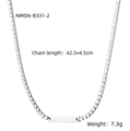 Silver color tennis necklace with engravable rectangular plate in stainless steel - 18K Gold / Silver