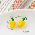 DIY yellow bell pepper alloy charm with green leaf and golden loop for jewelry making - 17# Yellow Bell Pepper