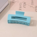 Matte light blue rectangular claw clip for thick hair with large teeth design - #19 Frosted Lake Blue - 10.5cm / Bulk (No Packaging)