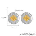 Detail view of 18K gold-plated titanium steel earrings with dimensions and weight info - Two-tone Vintage Open Circle