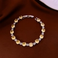 Bracelet ajustable en argent avec zircons jaunes ronds et pierres baguettes blanches - Style 73# Argent Jaune Rond