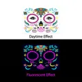 Sugar Skull Gesichtstattoo FY-001 mit UV-Neon-Leuchteffekt für Halloween - Fluoreszierend FY-001