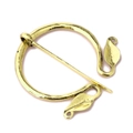Vintage golden Viking brooch with leaf design and metal pin for shawls and coats - D-542 Antique Bronze