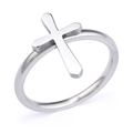Anello a croce in acciaio inossidabile lucido da donna con design minimalista in argento - US 5 / Color Acciaio