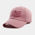 Detailed embroidery text I AM ENOUGH on pink cotton canvas baseball cap surface - Adjustable / Pink