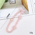 Handmade pink candy beaded phone lanyard with cute bear charms and a ribbon bow - Pink Mermaid (K1680)