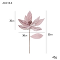 Pink artificial Christmas leaf spray with glitter finish, height 55cm and width 30cm - Purple Christmas Flower